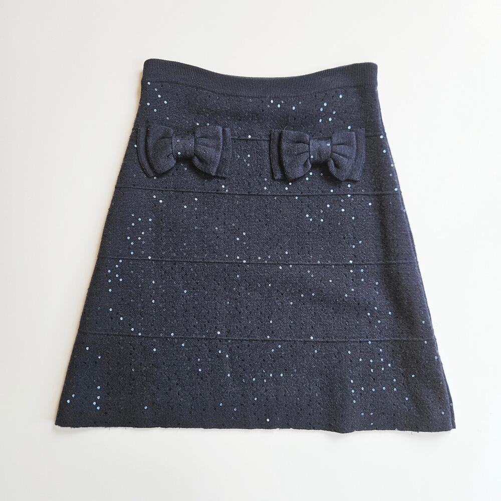 Alannah Hill  Navy Knit Sweater Bow Merino Wool 'She Hates Him!' Skirt Size 4